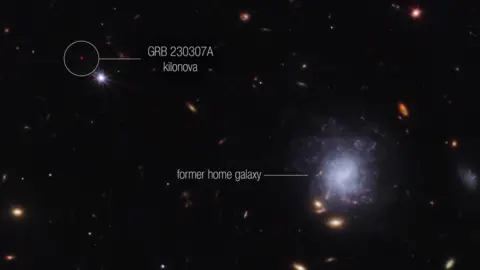 NASA / ESA / CSA / STScI / Andrew Levan Gamma ray burst from two colliding neutron stars