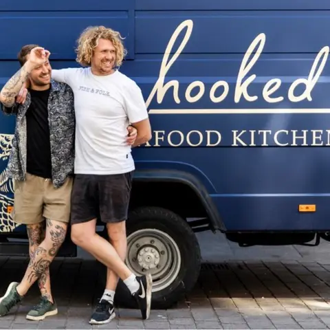 dennis frandsen Kasper (L) and colleague, Hooked restaurant van