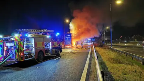 Derbyshire Fire Fire in the lorry
