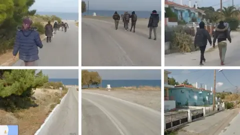 BBC/Google Street View Images of the migrants in verified places in Lesbos