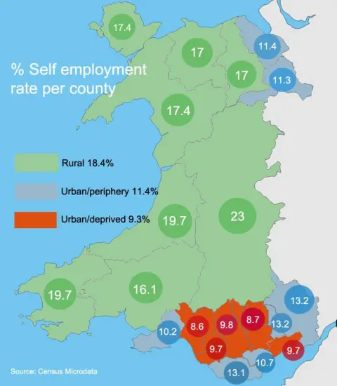 Map of self employment rate