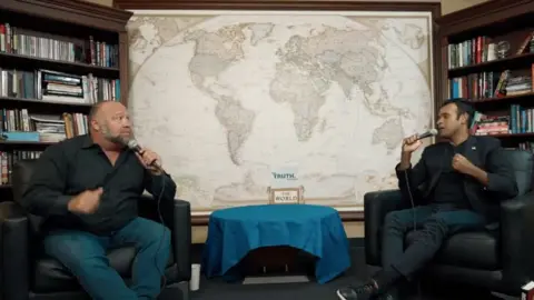 X/Vivek Ramaswamy The Republican candidate invited Alex Jones onto his podcast