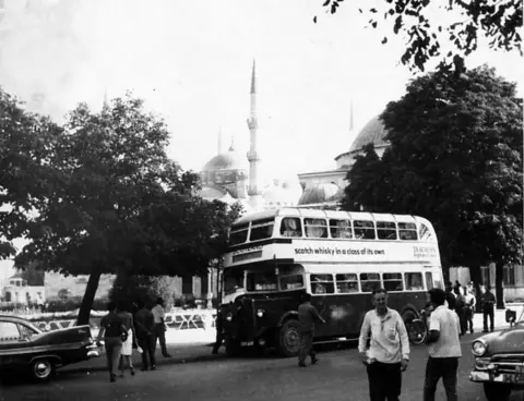 1968 CRD253 Group Bus parked near Hagia Sophia museum and the Blue Mosque in Istanbul