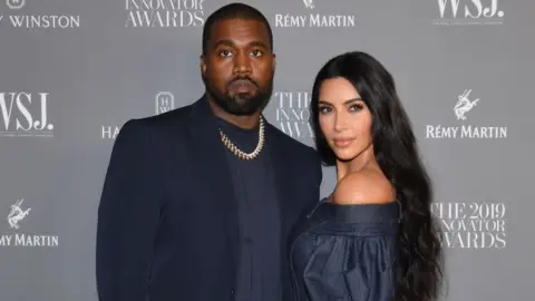 Getty Images Kanye West and Kim Kardashian-West