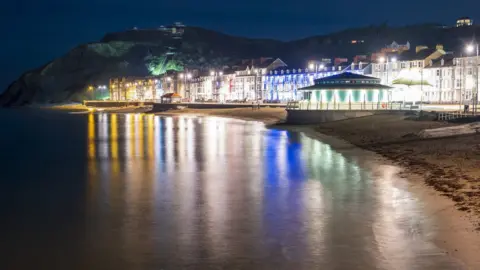 Getty Images Aberystwyth prom lit at night