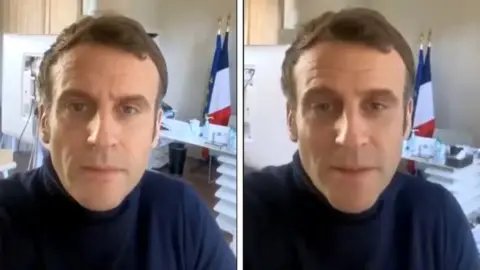 Twitter/@EmmanuelMacron In his video on Friday, President Macron said he had tested positive on Thursday morning after suffering from symptoms