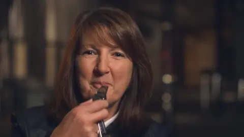 BBC Scotland Retired Detective Inspector Jan Connolly with the whistle she was given to summon help