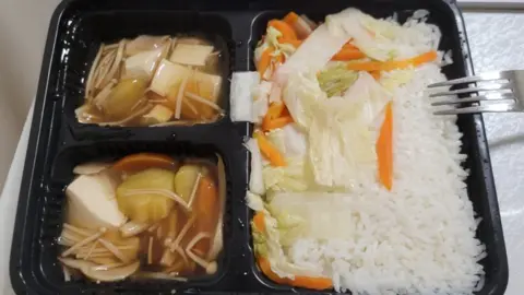 Food served at the Penny's Bay quarantine centre in Hong Kong.