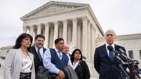 Getty Images Family of Nohemi Gonzalez and their attorney outside the US Supreme Court on 21 February