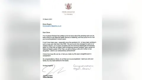 Dione Rogers Letter from Jacinda Ardern