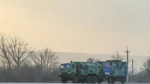 Anadolu Agency A Russian military vehicle heading towards Donbas