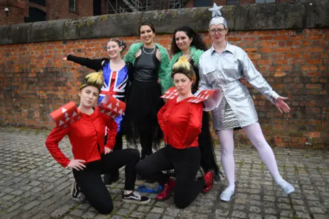 BBC British Eurovision fans in costumes in Liverpool