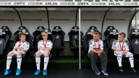 Getty Images Swansea City mascots in dug-out