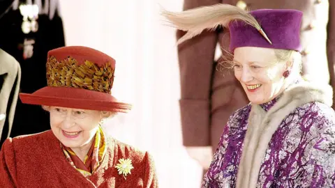 Getty Images Queen Margrethe with Queen Elizabeth II at Windsor Castle