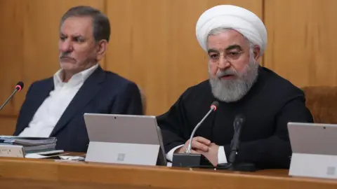 Reuters Iranian President Hassan Rouhani speaks at a cabinet meeting in Tehran on 20 November 2019