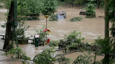 AFP A flooded area at the zoo in Lünebach on June 1, 2018