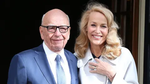 Getty Images Rupert Murdoch and Jerry Hall at their London wedding in 2016