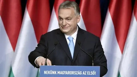 EPA Hungarian Prime Minister Viktor Orban delivers his annual State of the nation speech in Budapest, Hungary, 10 February 2019