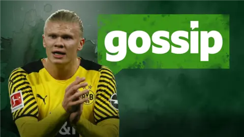 Erling Braut Haaland beside BBC gossip logo