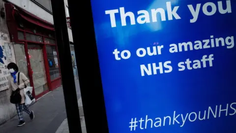 Getty Images Thank you sign to NHS