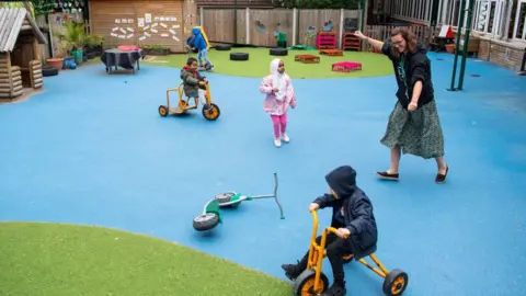 Getty Images Children in the playground at Earlham Primary School, which is part of the Eko Trust on June 10, 2020 in London