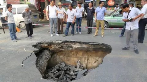 Getty Images Road hole subsidence
