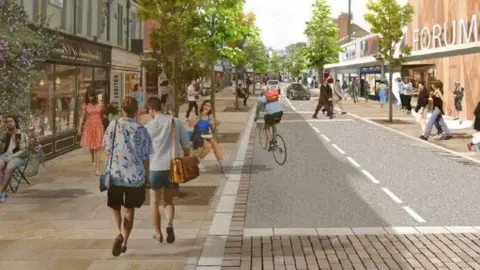 North Tyneside Council Computer-generated image of a transformed High Street West