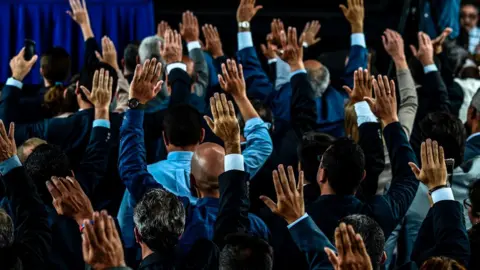 AFP / Getty Images The judges at a swearing-in ceremony in Caracas