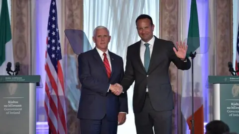 Charles McQuillan/Getty Images US Vice President Mike Pence and Irish Prime Minister Leo Varadkar are shaking hands