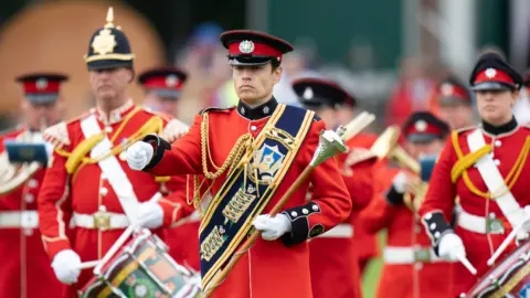 PA Media The West Yorkshire Fire and Rescue Service Band perform at Chatsworth House