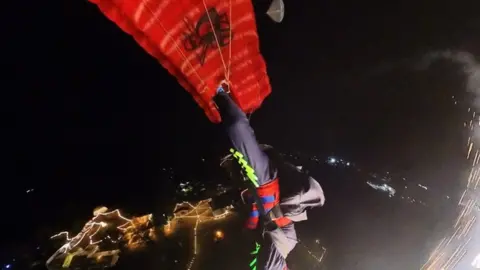 First UK night water parachute display