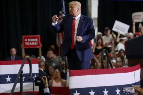 Reuters U.S. President Donald Trump dances to the song "YMCA" as he concludes a campaign rally with supporters in Henderson, Nevada, U.S. September 13, 2020