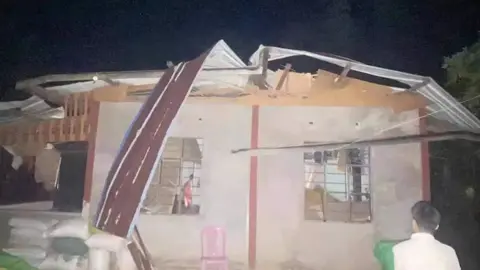 Supplied A photo showing the aftermath of an artillery strike in Myanmar