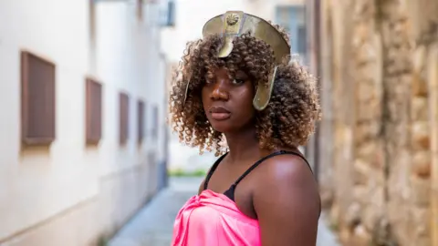 Kate Stanworth An actor from The Gambia taking part in Antigone in Sicily, Italy - 2021