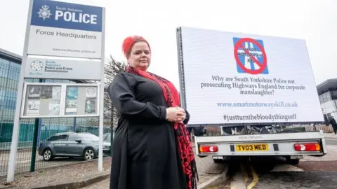 PA Media Claire Mercer outside South Yorkshire Police HQ