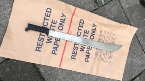 Metropolitan Police A knife seized in Enfield by the Violent Crime Task Force