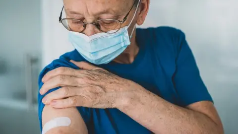 Getty Images picture of man who has had vaccine