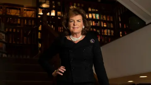 Getty Images Emma Manners, Duchess of Rutland, poses for photos at a book signing for her autobiography "The Accidental Duchess" at Hatchards on 22 September in London