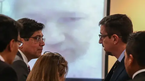 EPA Julian Assange participates in teleconference in Quito, Ecuador, 29 October 2018