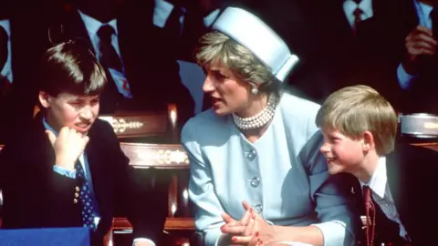 Getty Images Prince William with Princess Diana and Prince Harry