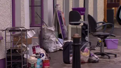 Items on street after flood in Raphoe