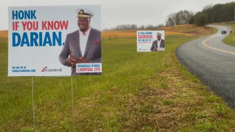 Carnival Cruise Line Carnival Cruise Line put up signs around Darian Lipscomb's town of Prospect