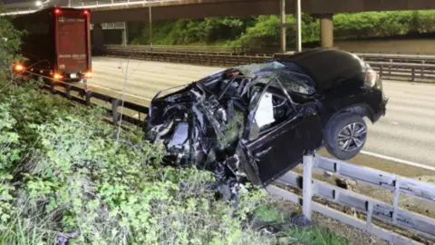 Warwickshire Police  Car after the crash