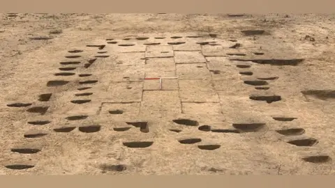 Britannia Archaeology Aerial shot of Saxon posted structure, near Ely