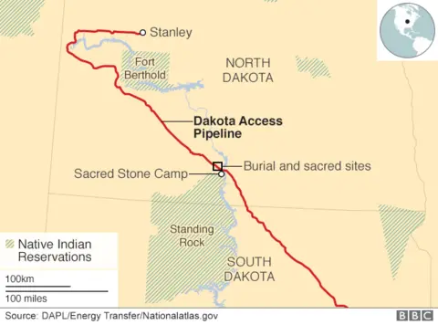 Map of Dakota pipeline