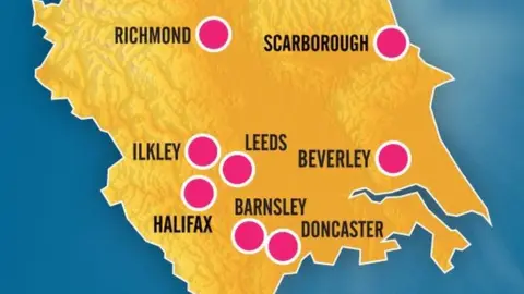 Welcome to Yorkshire Map of the host locations