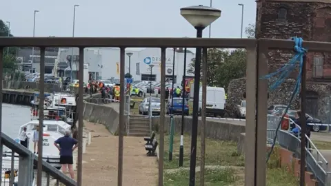 Lisa Loades The incident happened to the west of Great Yarmouth town centre, on the River Bure