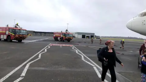 Julie Nisbet Prestwick airport and fire engines