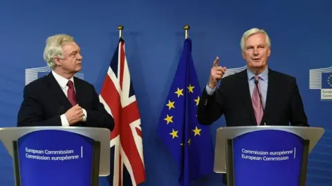Getty Images David Davis and Michel Barnier