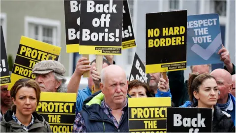 Reuters Anti-Brexit protesters at Hillsborough Castle